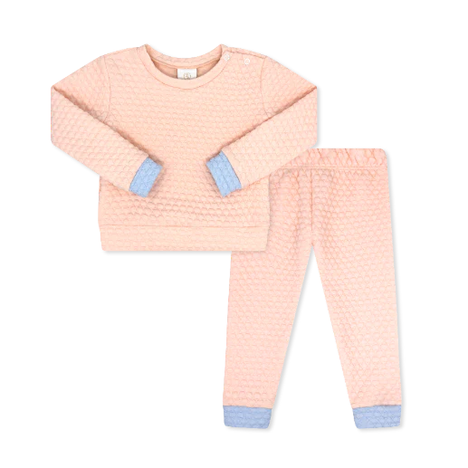 Quilted Sweatsuit- Paris Pink & Windy Blue