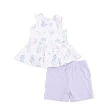 Floral Sea Creatures- Peplum Top & Shorts