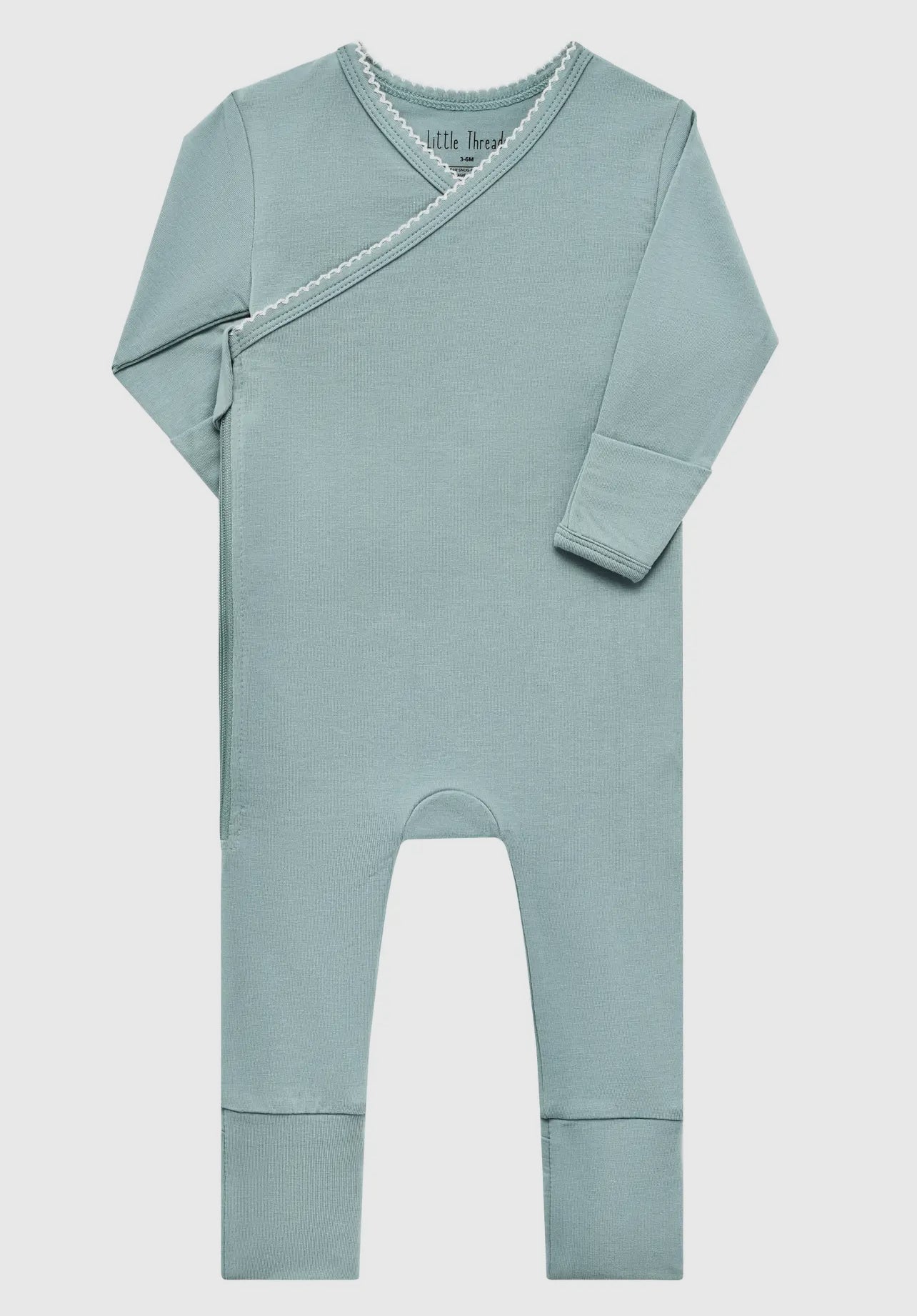 Slate Blue Scalloped Bamboo Wrap Footie