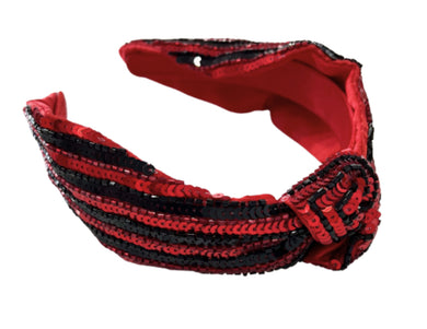 Red & Black Sequin Knot Headband