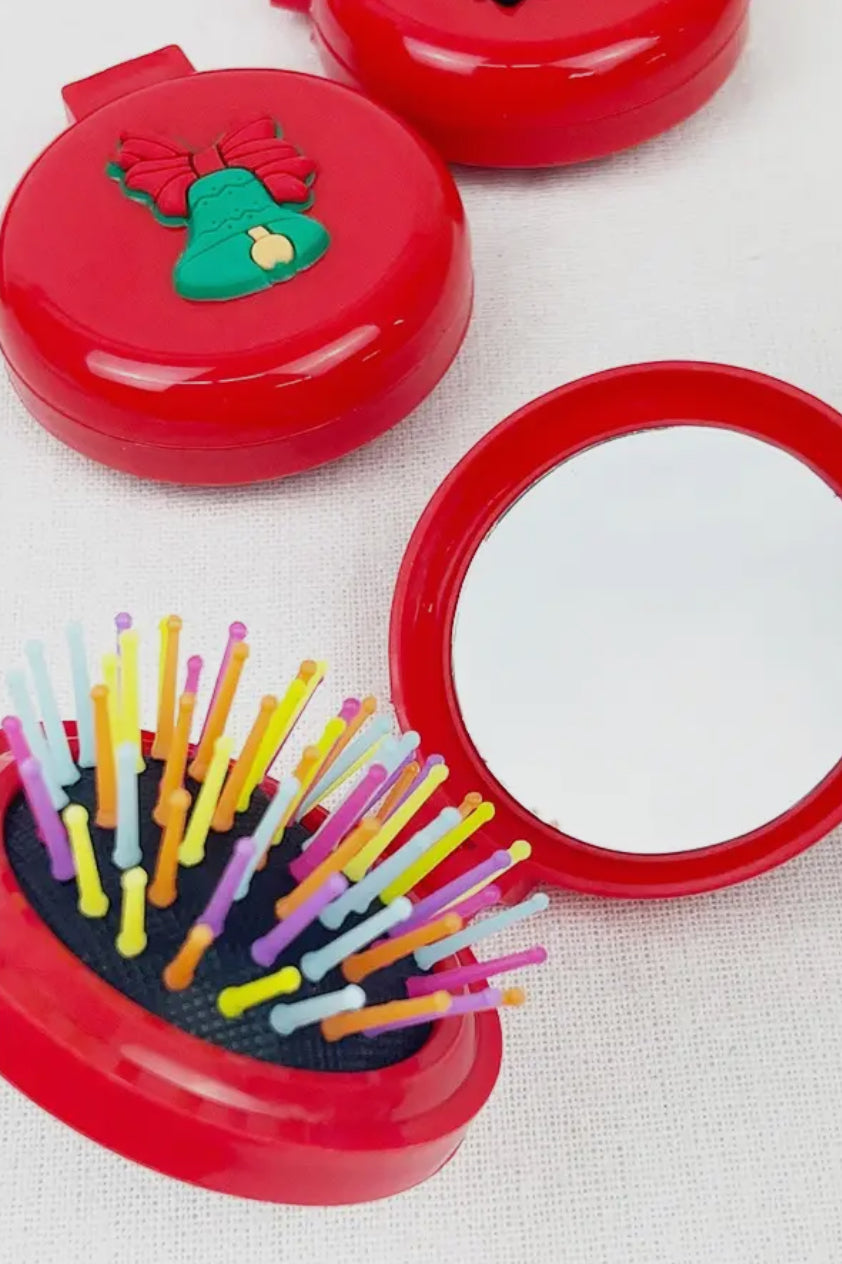 Christmas Round Mirror w/ Pop Up Brush