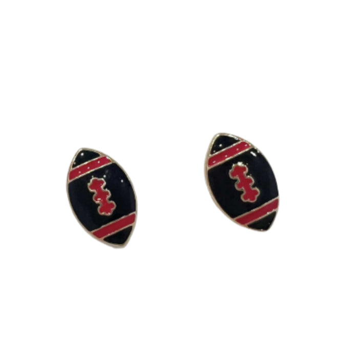 Black Football Earrings