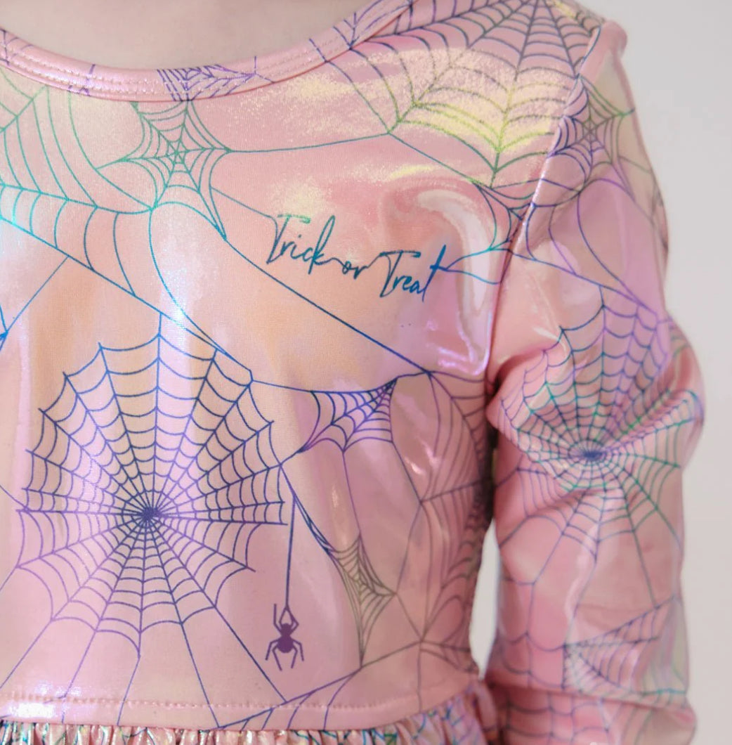 Lame Steph Dress- Pink Spider Web