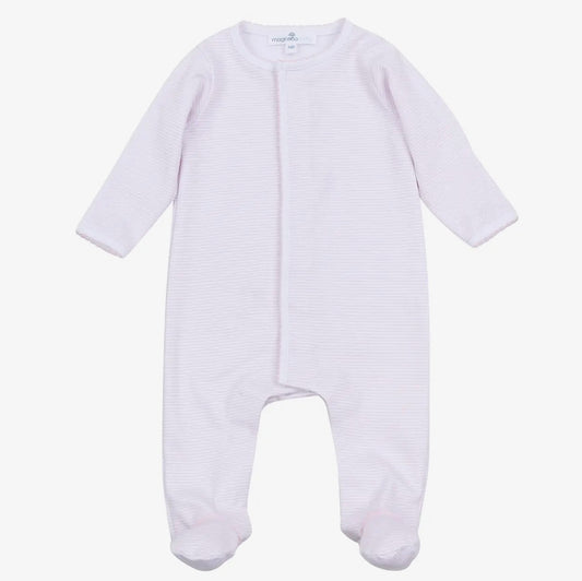 Mini Stripes Zip Footie Light Pink