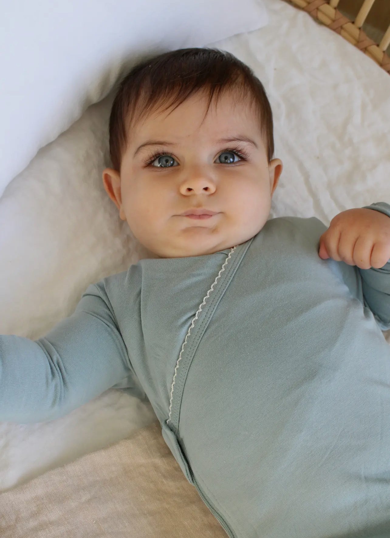 Slate Blue Scalloped Bamboo Wrap Footie