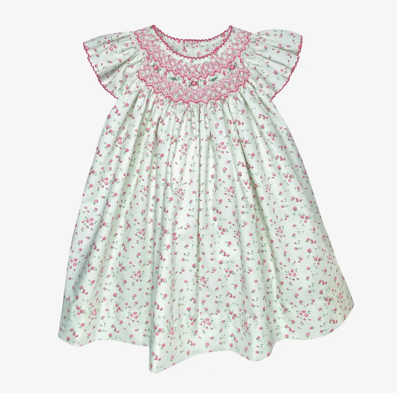 Mint Green Smocked Floral Dress