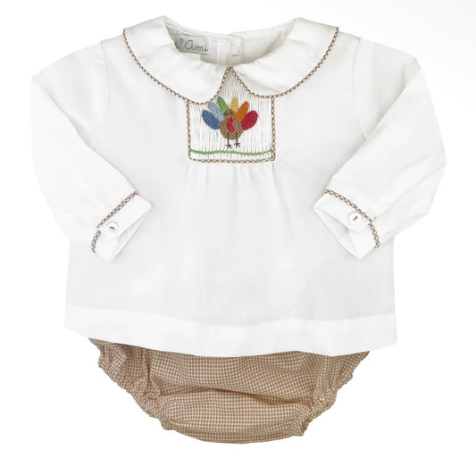 Boy Turkey Smock Diaper Set