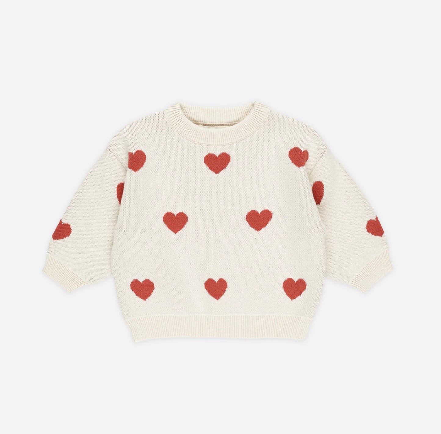 Heart Knit Sweater-Natural