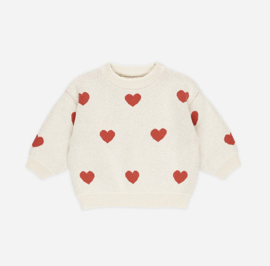 Heart Knit Sweater-Natural