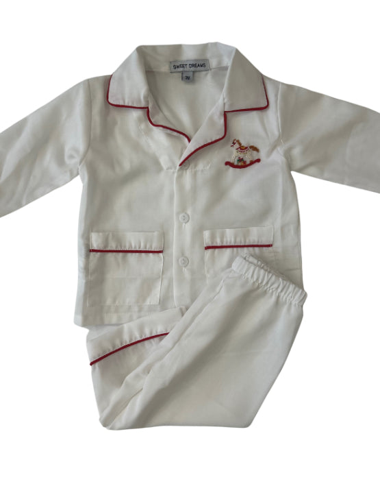 Rocking Horse Emb White PJ Set