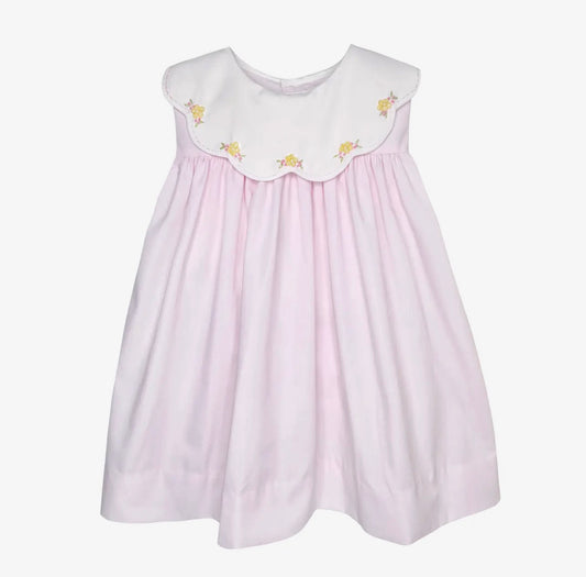 Pink Yoke Emb. Flowers Dress