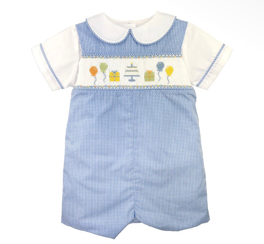 Boy Birthday Smock Romper & Shirt Set