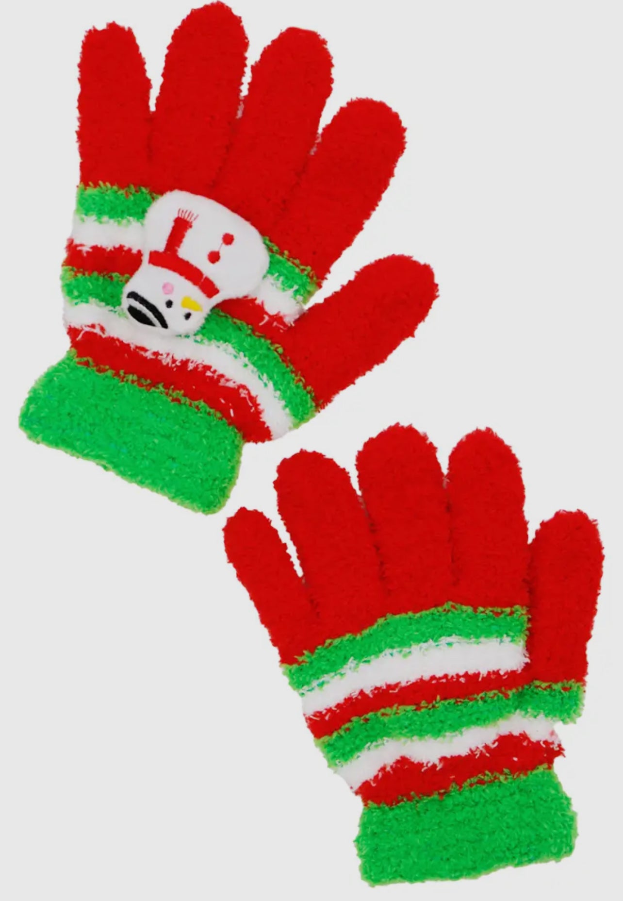 Christmas Stripe Fuzzy Fleece Gloves