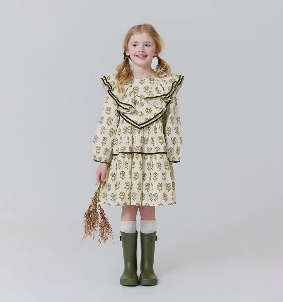 Raphaela Dress-Olive Rose Floral