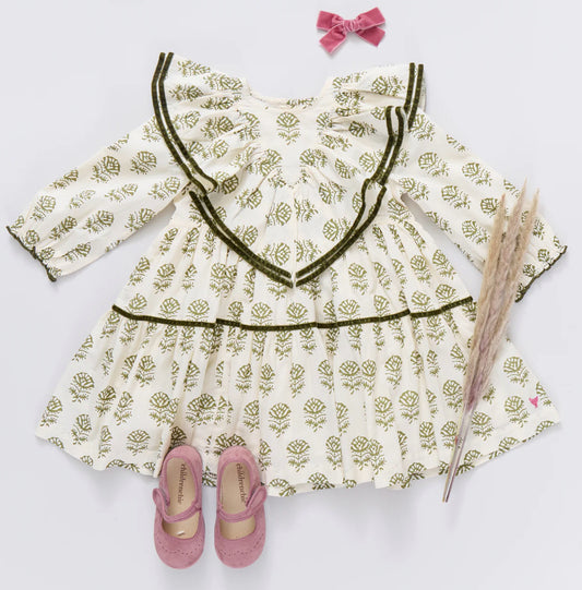 Raphaela Dress-Olive Rose Floral