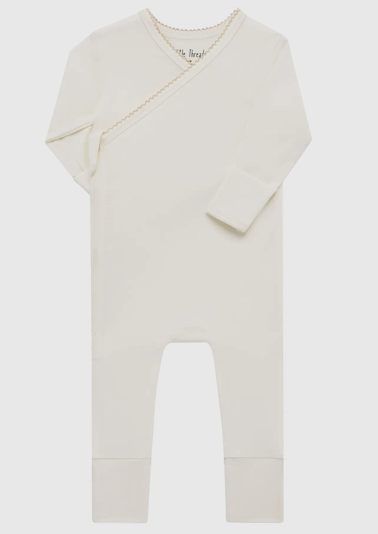 Cream Scalloped Bamboo Wrap Footie