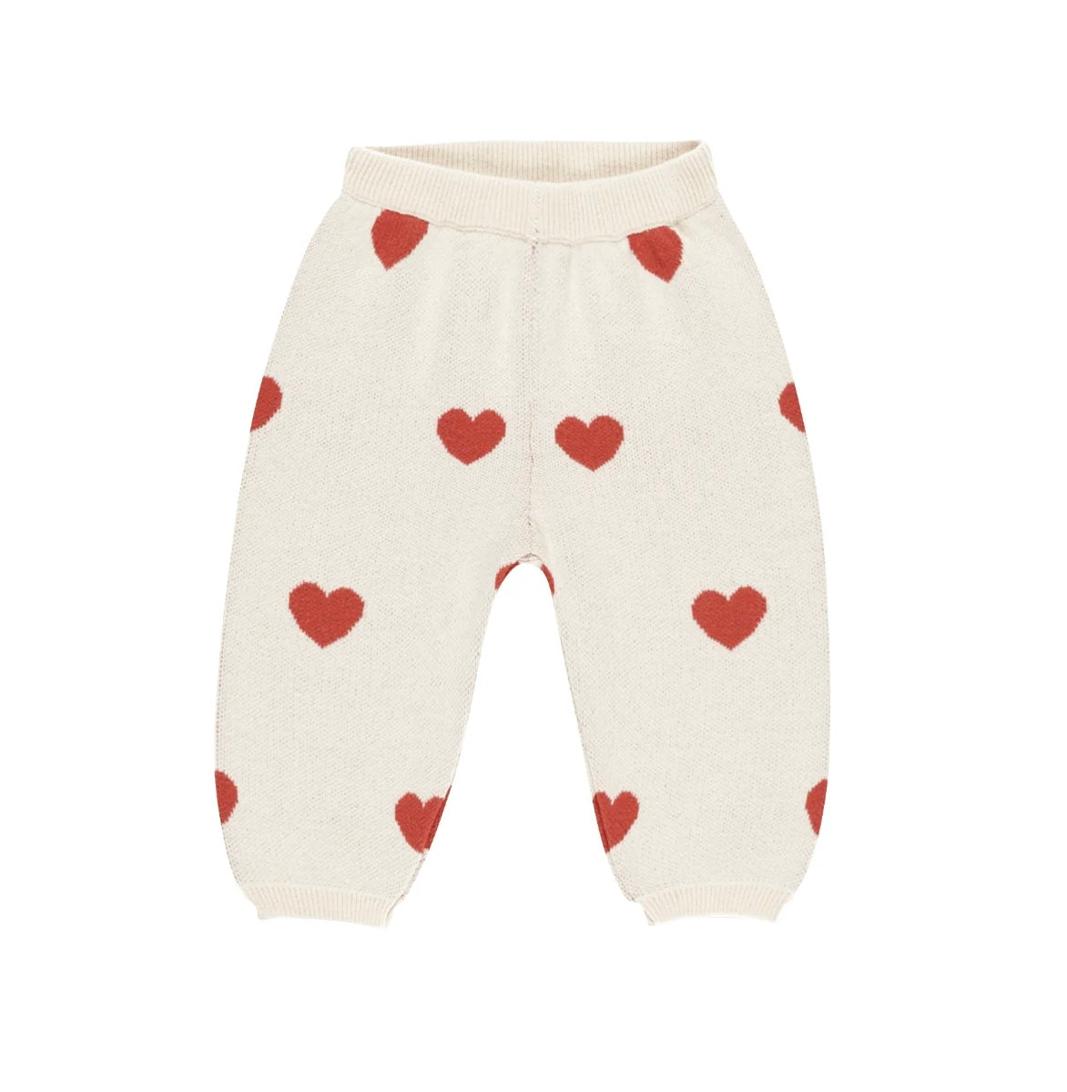 Heart Knit Pants-Natural