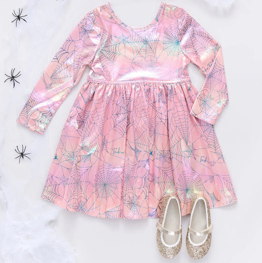 Lame Steph Dress- Pink Spider Web