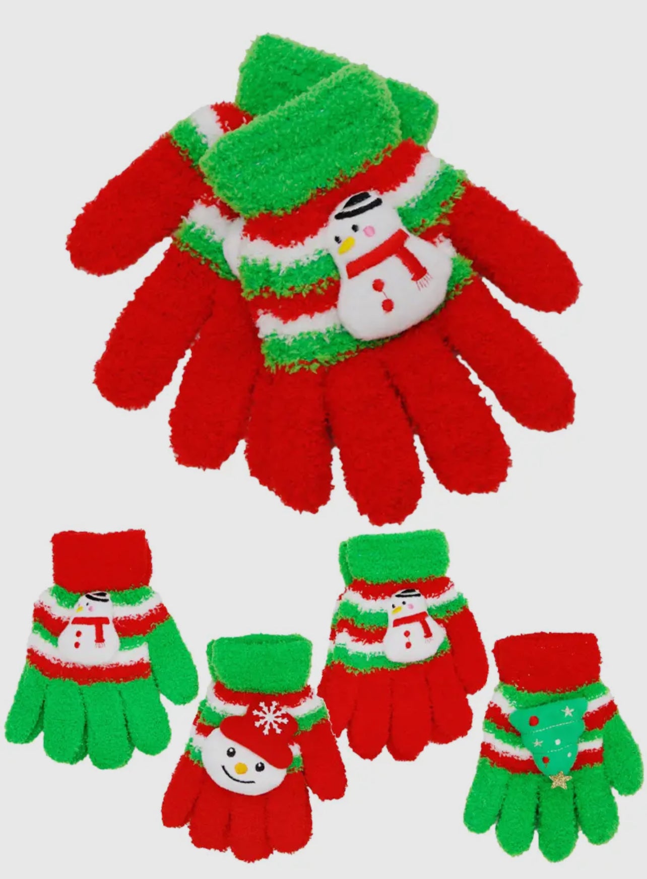 Christmas Stripe Fuzzy Fleece Gloves