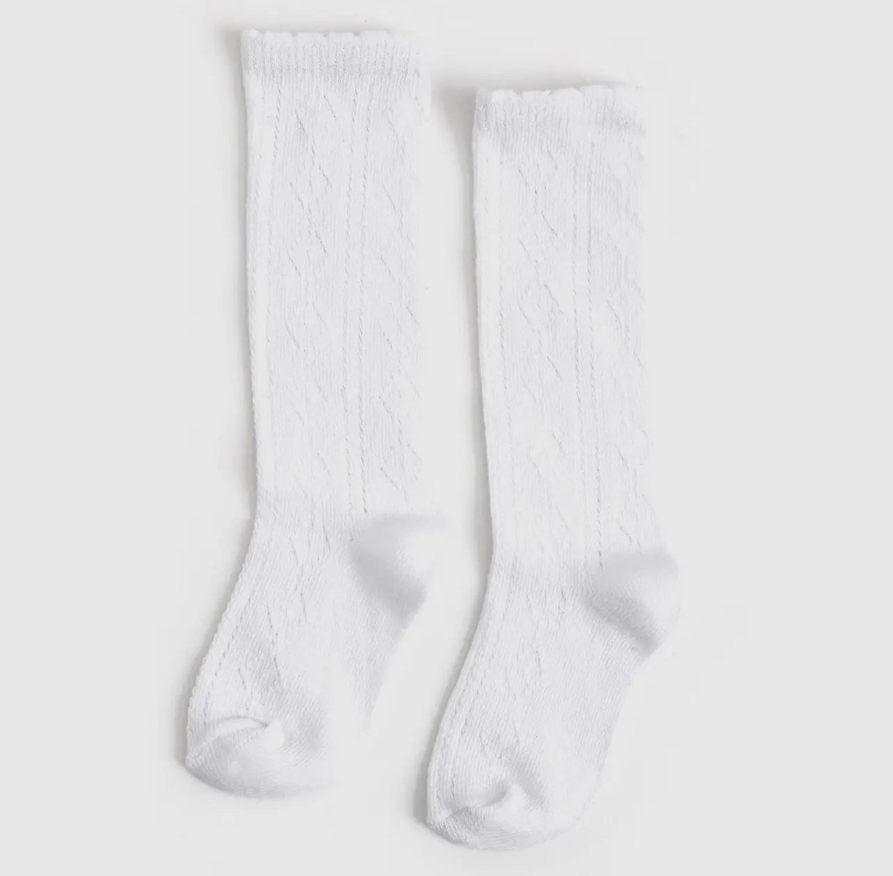 LSC Scalloped Fancy Knee High Sock- White