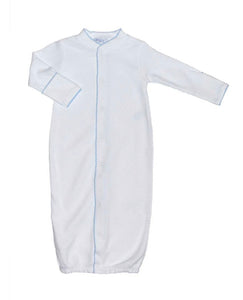 White Bubble Converter Gown-Blue Trim