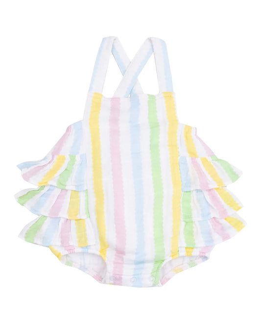 Ric Rac Stripe Ruffle Sunsuit