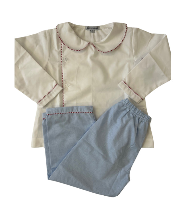 White & Blue Chambray Pant Set