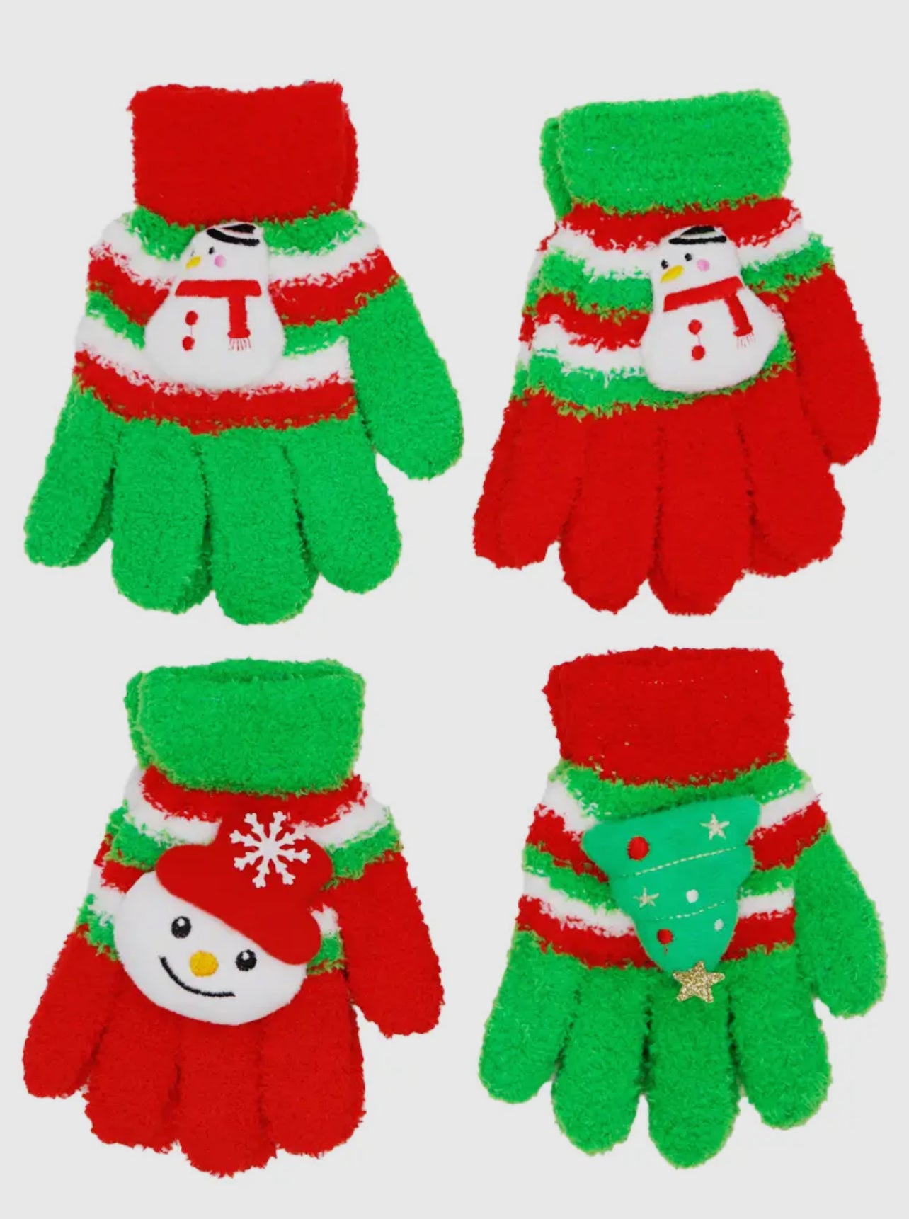 Christmas Stripe Fuzzy Fleece Gloves