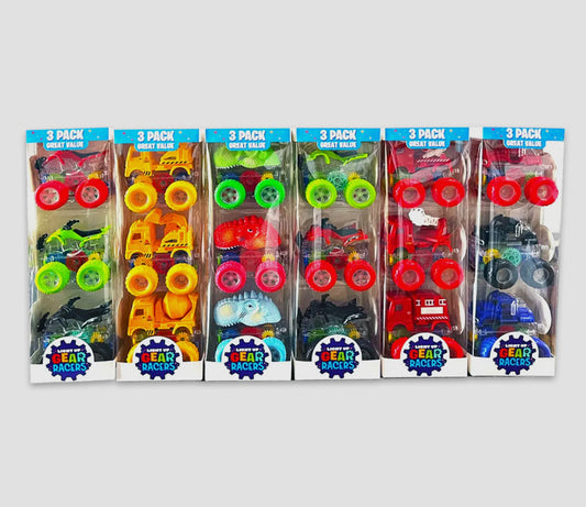3 Pack Transparent Gear Light Up Vehicles