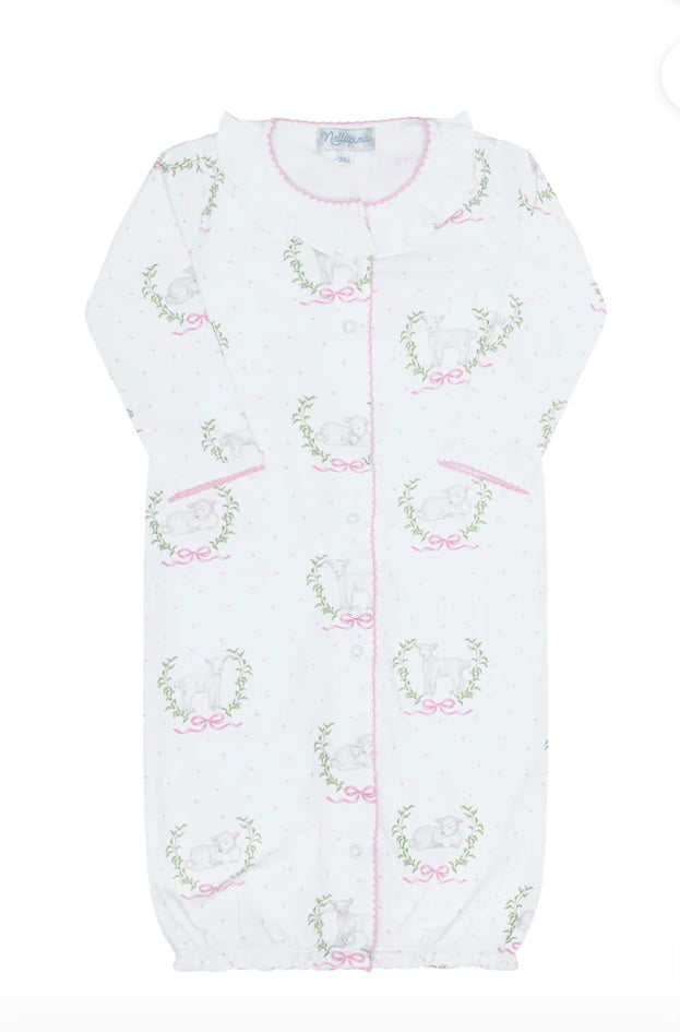 Pink Lamb Print Converter Gown