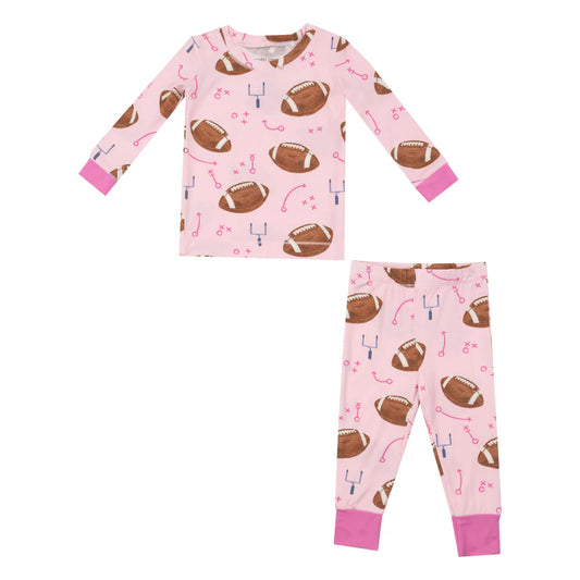 Footballs Pink L/S Pajamas