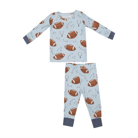 Footballs Blue- L/S Pajama Set