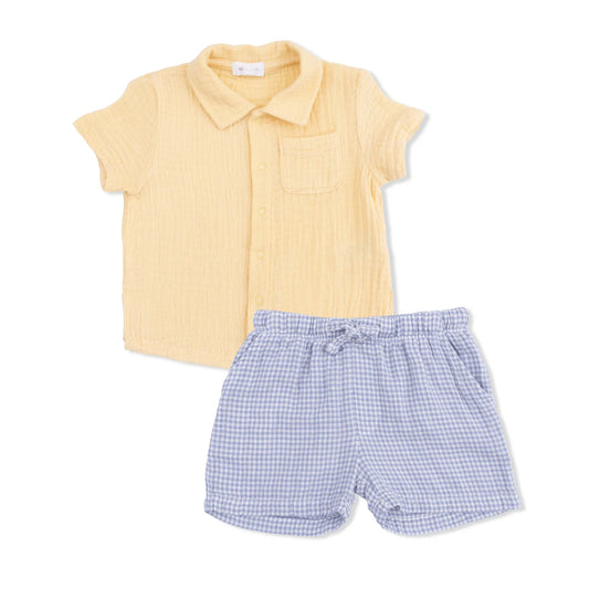 Micro Gingham Blue Blizzard- Polo & Short