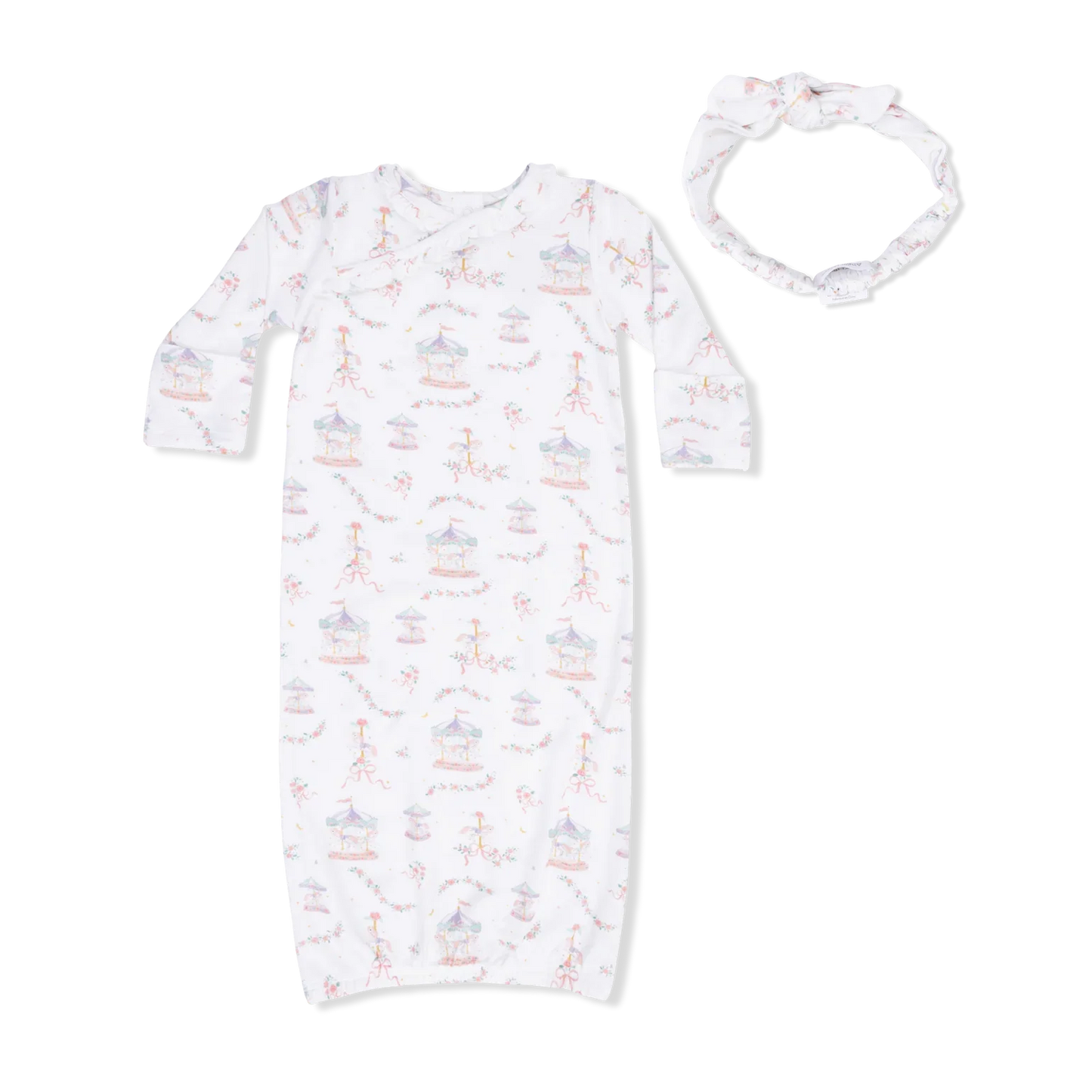 Carousel w/ Bows- Kimono Gown & Headband