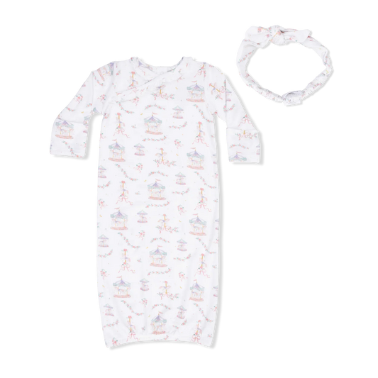 Carousel w/ Bows- Kimono Gown & Headband