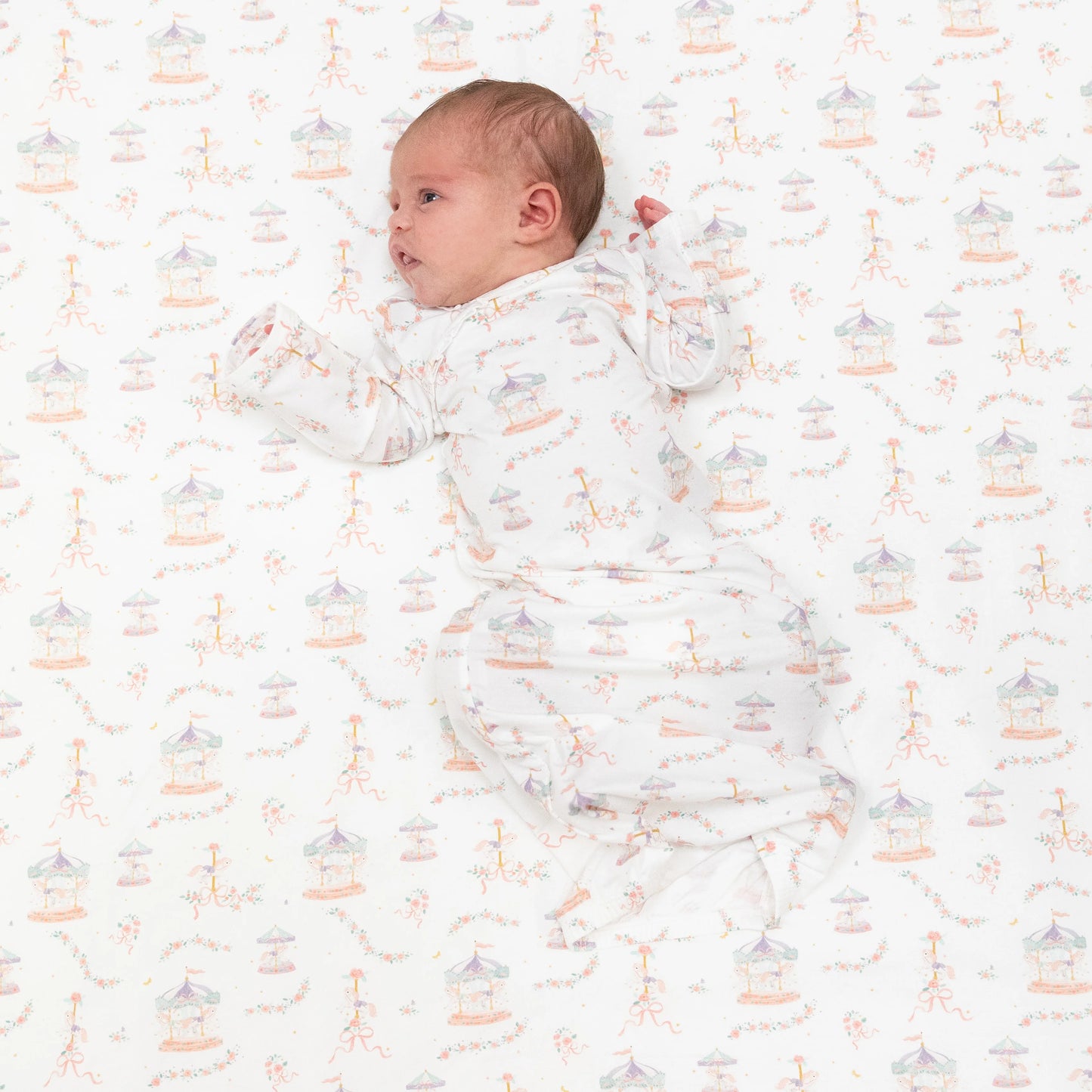 Carousel w/ Bows- Swaddle Blanket
