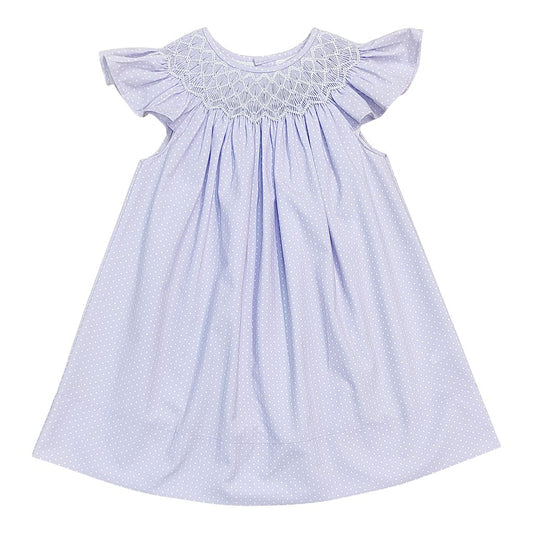 Cathy Purple Polka Dot Smocked Dress