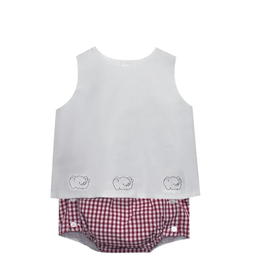 Elephant Emb. Diaper Cover Set