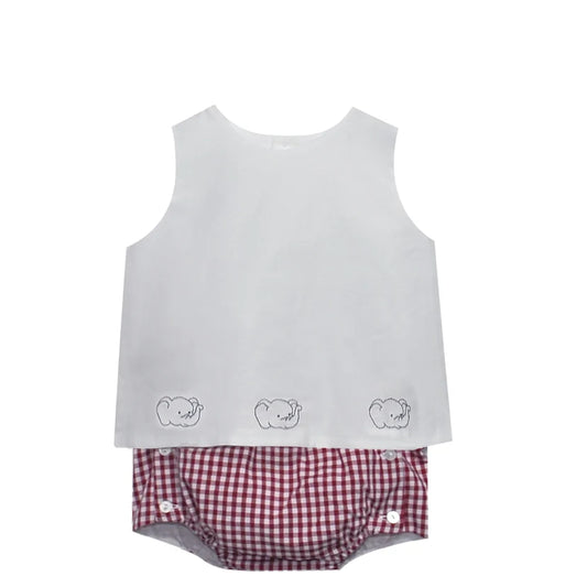 Elephant Emb. Diaper Cover Set