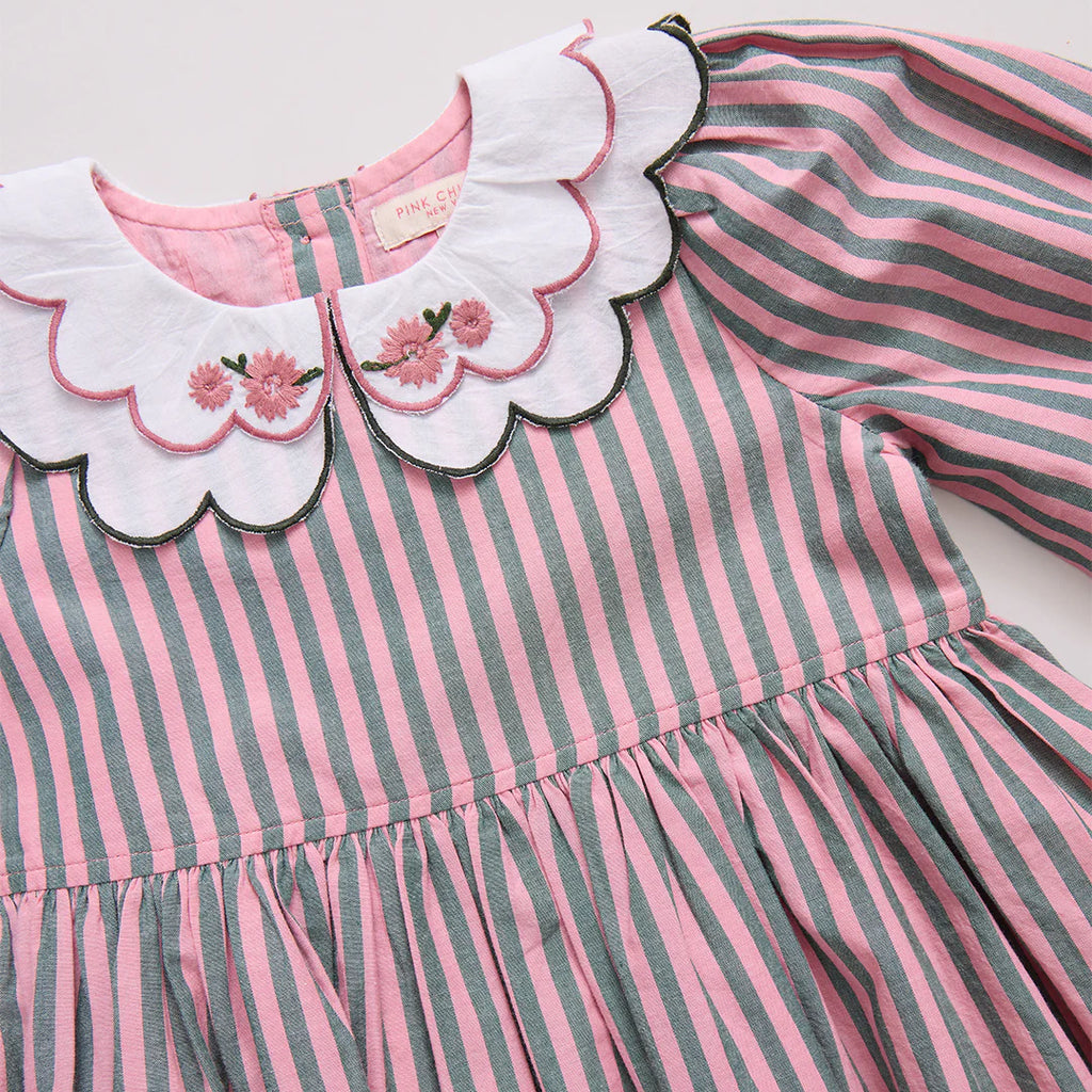 Darcy Dress- Pink Green Stripe