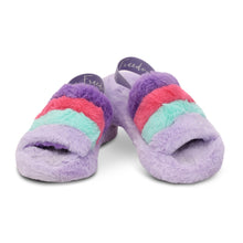 Load image into Gallery viewer, Purple, Pink and Blue Fuzzy Slippers
