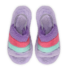Load image into Gallery viewer, Purple, Pink and Blue Fuzzy Slippers