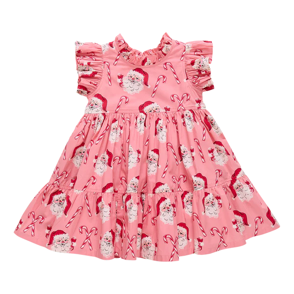 Jennifer Dress- Pink Candy Cane Santa