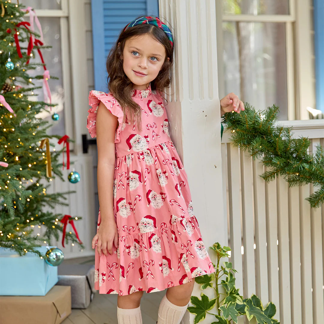 Jennifer Dress- Pink Candy Cane Santa