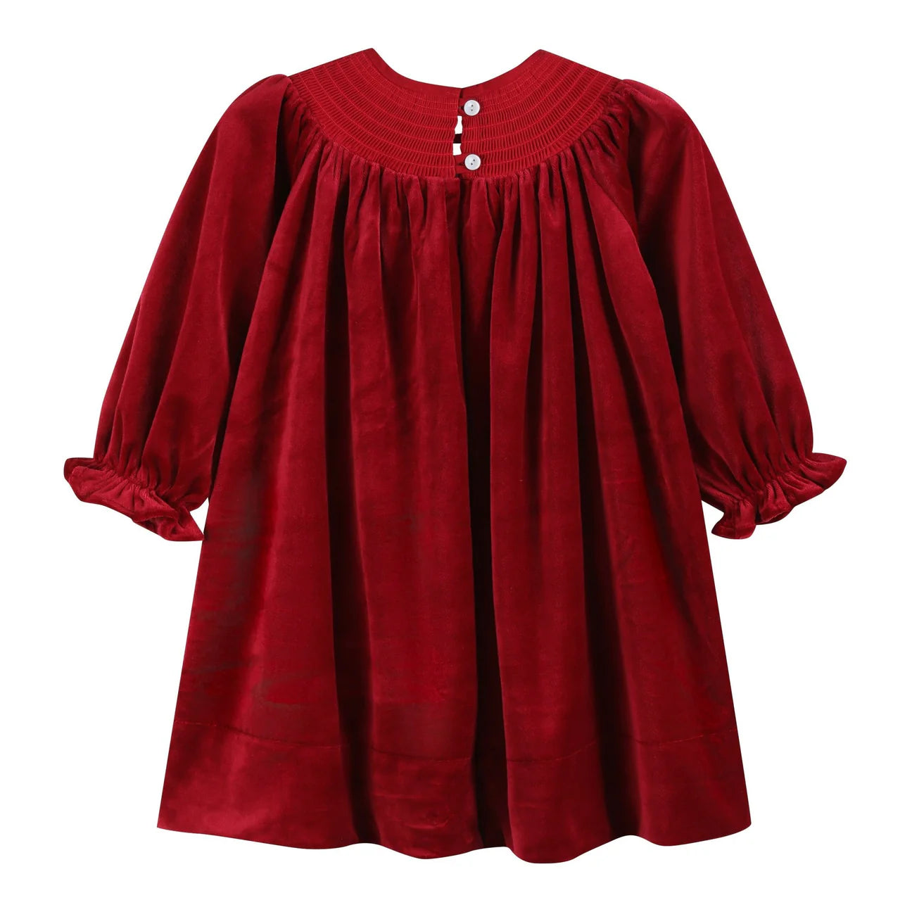 Red Velvet Nativity Smocked Dress