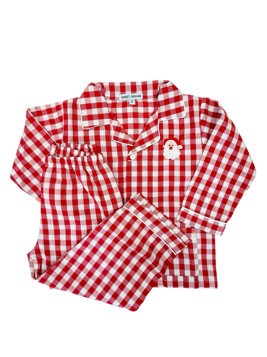 Red Gingham Santa Emb PJ Set
