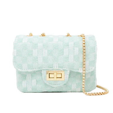 Classic Checkered Tweed Handbag- Green