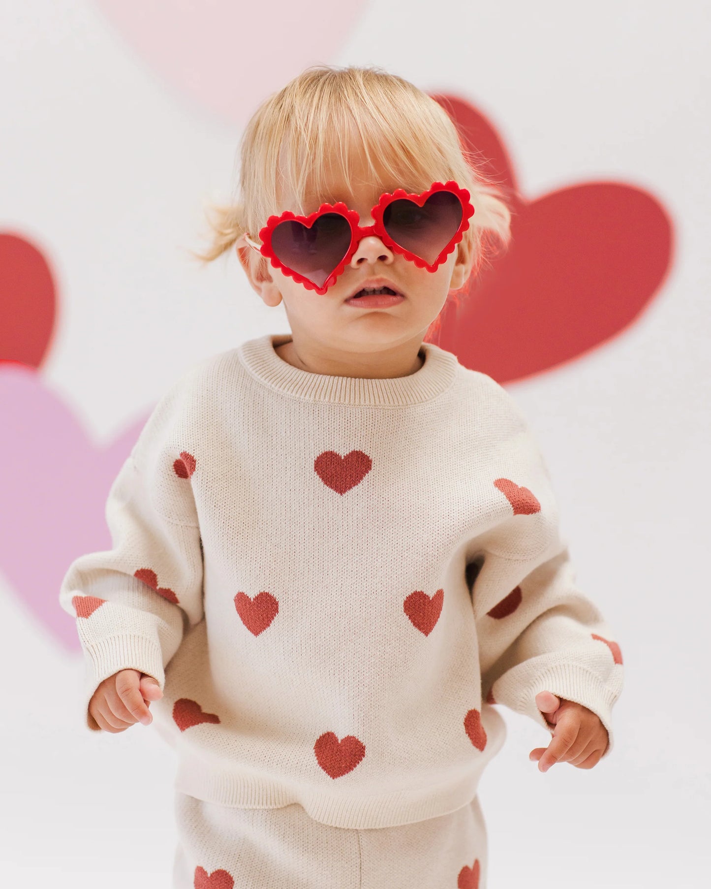 Heart Knit Sweater-Natural