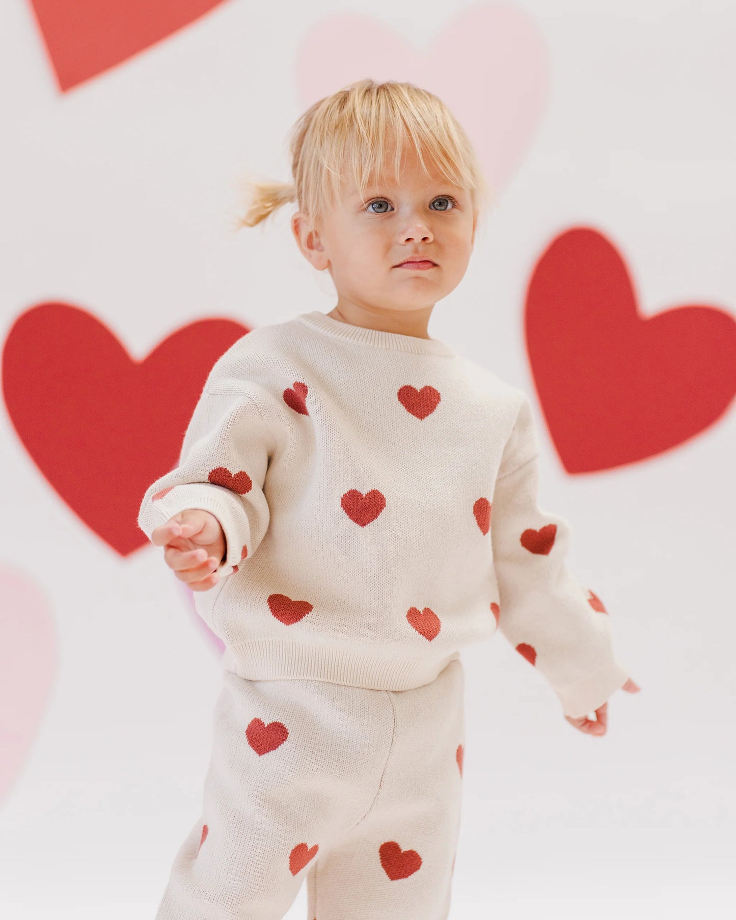 Heart Knit Sweater-Natural