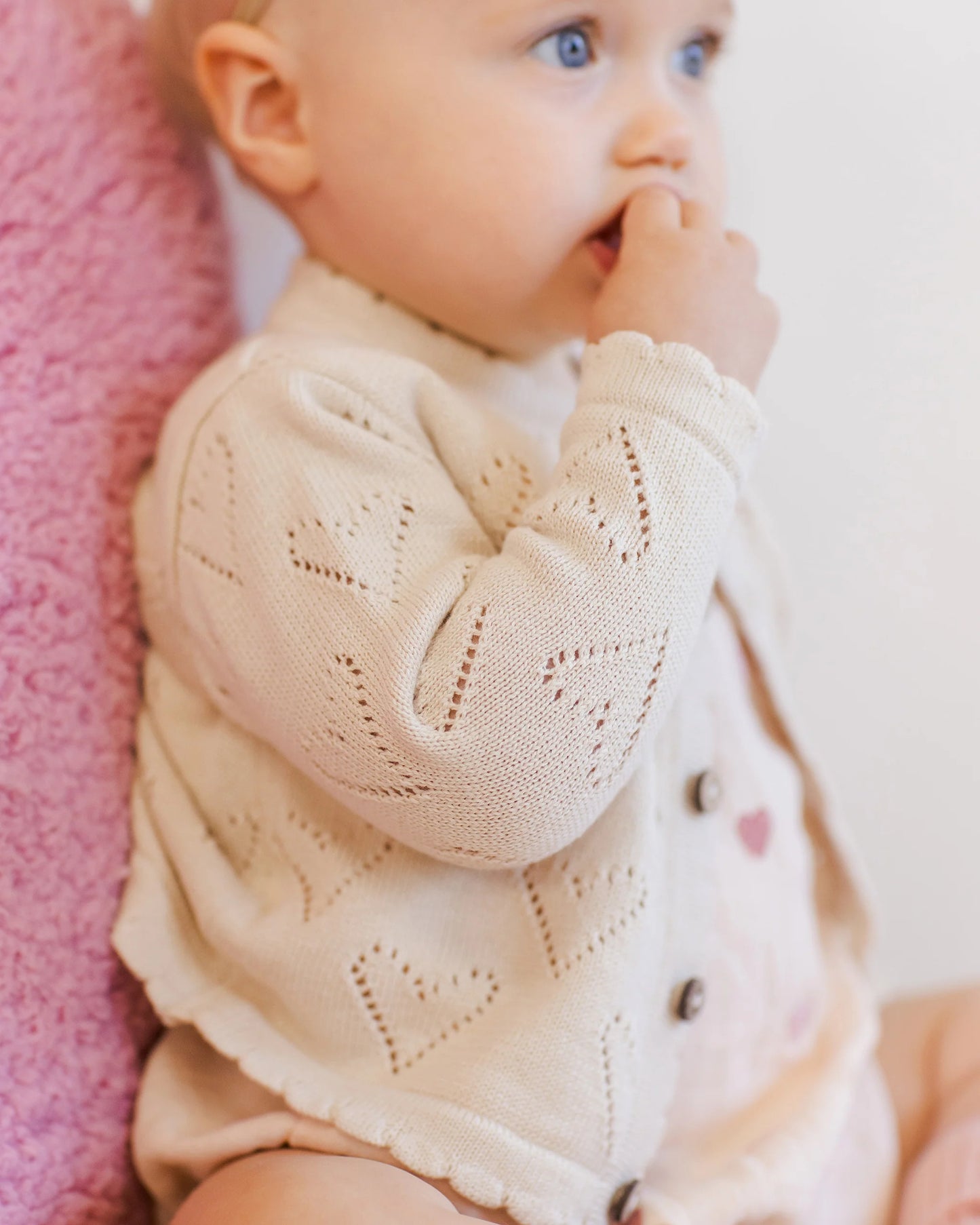 Heart Knit Cardigan-Ivory